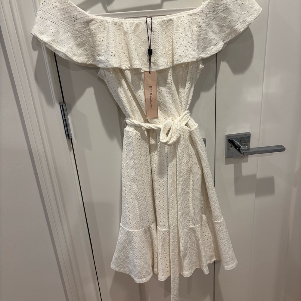 BCBG Off-Shoulder Cream Dress